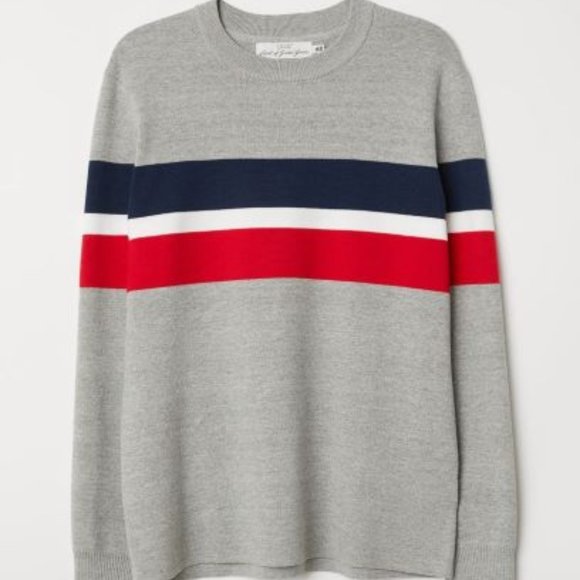 H&M logg men's grey colour block sweater size Large - Picture 1 of 8